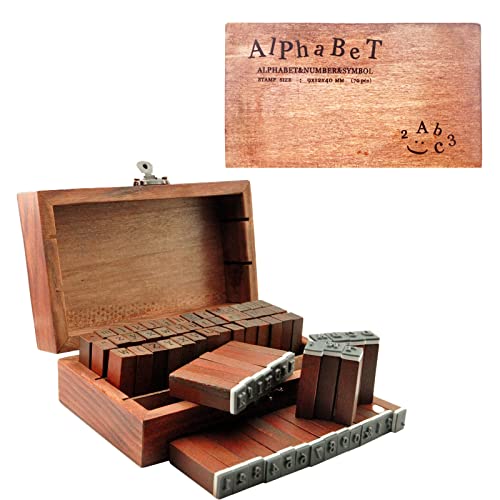 UCEC 70pcs Alphabet Stamps for Clay, Rubber Letter Stamps for Crafting, Wooden Letter Number and Symbol Stamp Set for Scrapbooking Supplies DIY Craft Card Making - Image 1