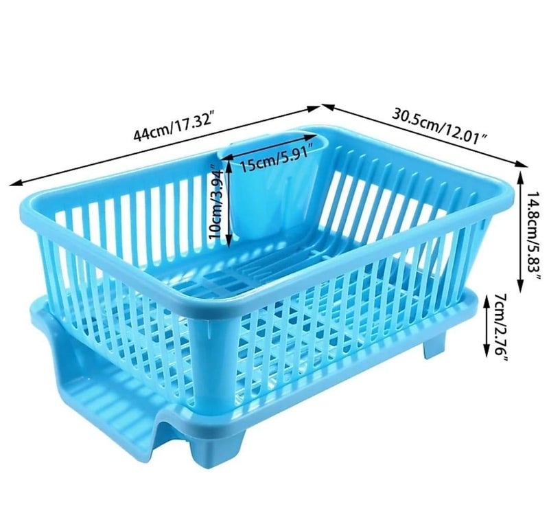 DDecora Plastic Sink Organizer and 3 in 1 Sink Dish Drying Drainer Basket with Tray Organizers Combo for Kitchen Blue Standard - Image 2
