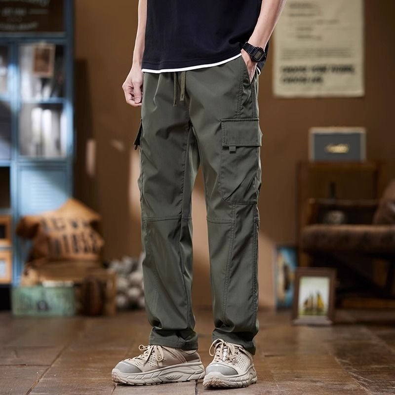 Summer Casual Mens Cargo Pants Multi-Pocket Green - Image 1