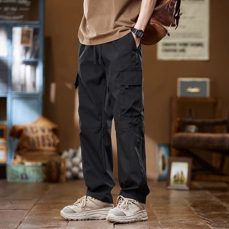 Summer Casual Mens Cargo Pants Multi-Pocket Green - Image 3