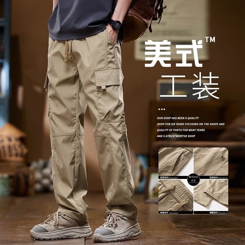 Summer Casual Mens Cargo Pants Multi-Pocket Green - Image 4