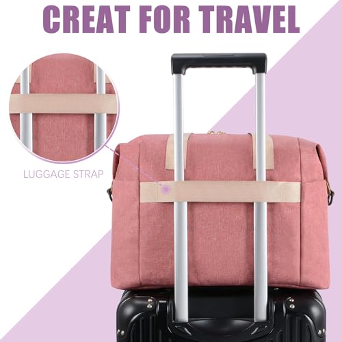 Tuwubi Diaper Bag Tote,Baby Diaper Bag with Pacifier Case Large Travel Diaper Tote Caddy for Mom and Dad Multifunction Large Baby Bag - M-Pink - Image 5
