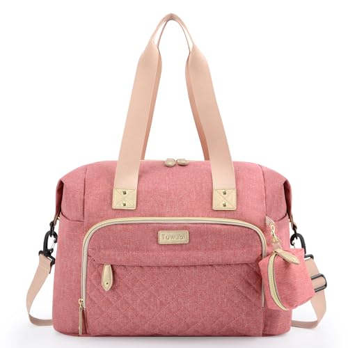 Tuwubi Diaper Bag Tote,Baby Diaper Bag with Pacifier Case Large Travel Diaper Tote Caddy for Mom and Dad Multifunction Large Baby Bag - M-Pink - Image 1