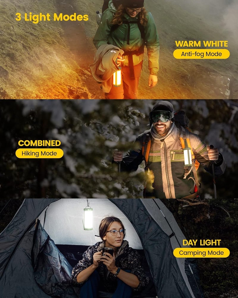 Glocusent 106 LED Camping Lantern Rechargeable, Up to 80Hrs, 5000mAh Lantern with 5 Brightness 3 Modes & SOS, IP68 Waterproof, Max 1200LM, Camping Light for Power Outages Hiking Emergency Hurricane - Image 3