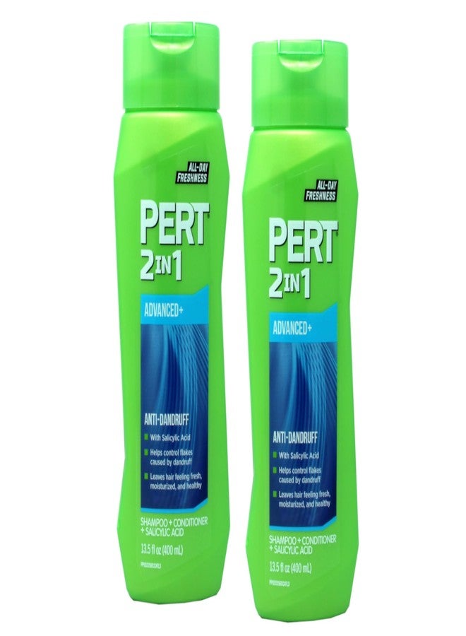PERT PLUS Anti-Dandruff 2 in 1 Shampoo and Conditioner for Flake Free Hair 13.5 fl (PACK OF 2) - Image 1