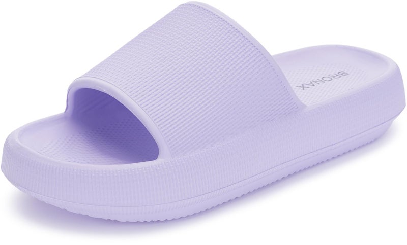 BRONAX Pillow Slippers for Women and Men | House Slides Shower Sandals | Cushioned Thick Sole 40-41 Light Purple - Image 1