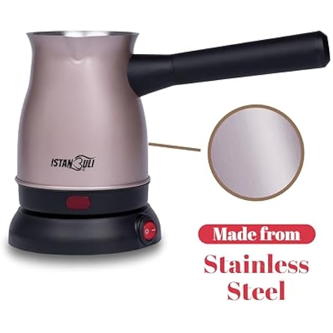 استنبولي  ماكينة تحضير القهوة التركية من الفولاذ المقاوم للصدأ باللون الذهبي بقوة 800 واط وقاعدة دوارة 360 درجة - Image 2