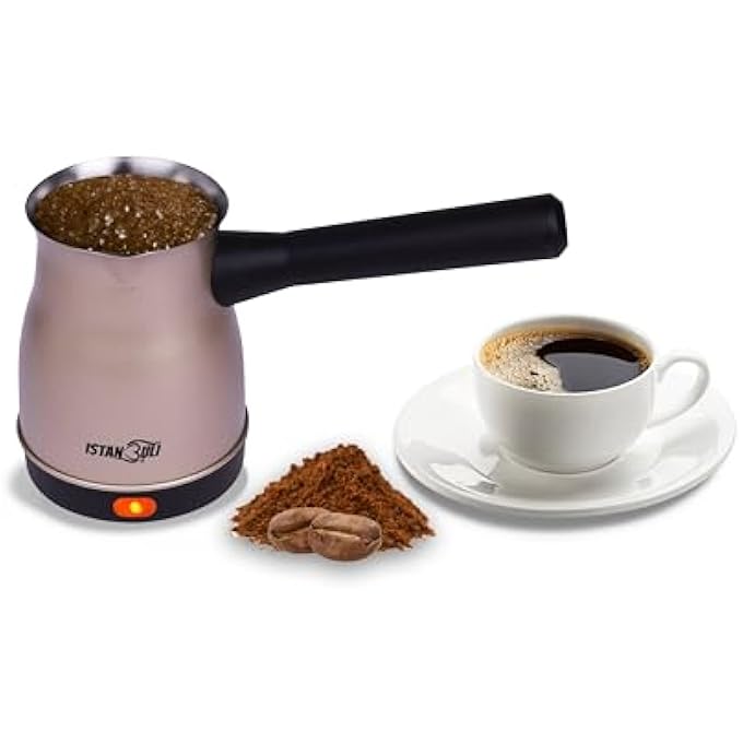 استنبولي  ماكينة تحضير القهوة التركية من الفولاذ المقاوم للصدأ باللون الذهبي بقوة 800 واط وقاعدة دوارة 360 درجة - Image 1
