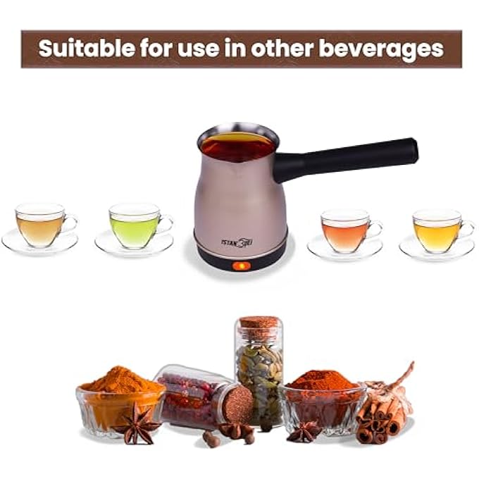 استنبولي  ماكينة تحضير القهوة التركية من الفولاذ المقاوم للصدأ باللون الذهبي بقوة 800 واط وقاعدة دوارة 360 درجة - Image 3