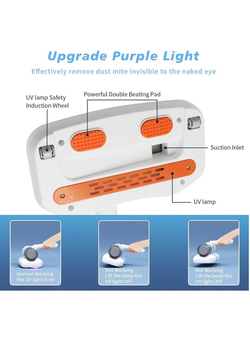 SYOSI Mattress Vacuum Cleaner, Handheld Bed Vacuum Cleaner, 13Kpa Strong Suction Power and Double Beat, Low Noise, Efficient Cleaning of Mattresses, Pillows, Sofas, Carpets and Ther Fabric Surfaces - Image 4