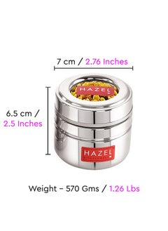 Hazel HAZEL Stainless Steel Small Container for Kitchen | 200 ml Each Transparent Lid Containers for Storage | Small Container for Spices, Set of 6  - Image 4