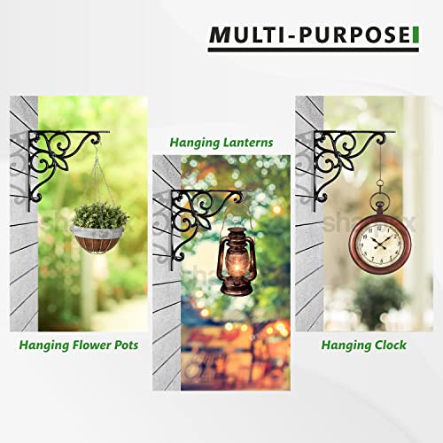 Sharpex Wall Mounted Metal Bracket | Decorative Wall Hook Plant Hanger for Hanging Pots, Bird Feeders, Flower Baskets, Planters, Lanterns, Lamps, and Wind Chimes for Indoor/Outdoor Use (Black, 2 Pc) - Image 4