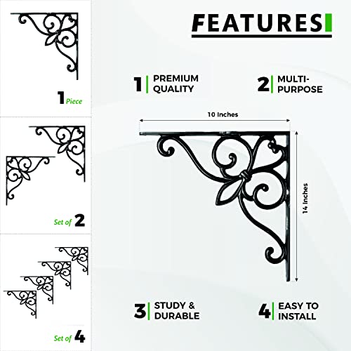 Sharpex Wall Mounted Metal Bracket | Decorative Wall Hook Plant Hanger for Hanging Pots, Bird Feeders, Flower Baskets, Planters, Lanterns, Lamps, and Wind Chimes for Indoor/Outdoor Use (Black, 2 Pc) - Image 2