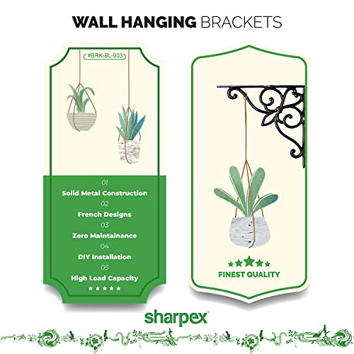 Sharpex Wall Mounted Metal Bracket | Decorative Wall Hook Plant Hanger for Hanging Pots, Bird Feeders, Flower Baskets, Planters, Lanterns, Lamps, and Wind Chimes for Indoor/Outdoor Use (Black, 2 Pc) - Image 3