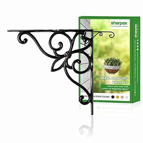 Sharpex Wall Mounted Metal Bracket | Decorative Wall Hook Plant Hanger for Hanging Pots, Bird Feeders, Flower Baskets, Planters, Lanterns, Lamps, and Wind Chimes for Indoor/Outdoor Use (Black, 2 Pc) - Image 5
