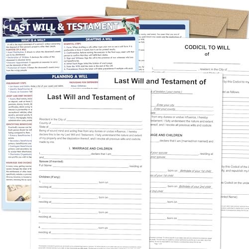 BLOOMOST Last Will & Testament Kit 2025 – Easy Legal Will for Seniors & Young Adults, Do It Yourself Kit, Smart Estate Planning Kit, Includes 2 Forms, Codicil Guide, Information Sheet, Kraft Envelopes - Image 1