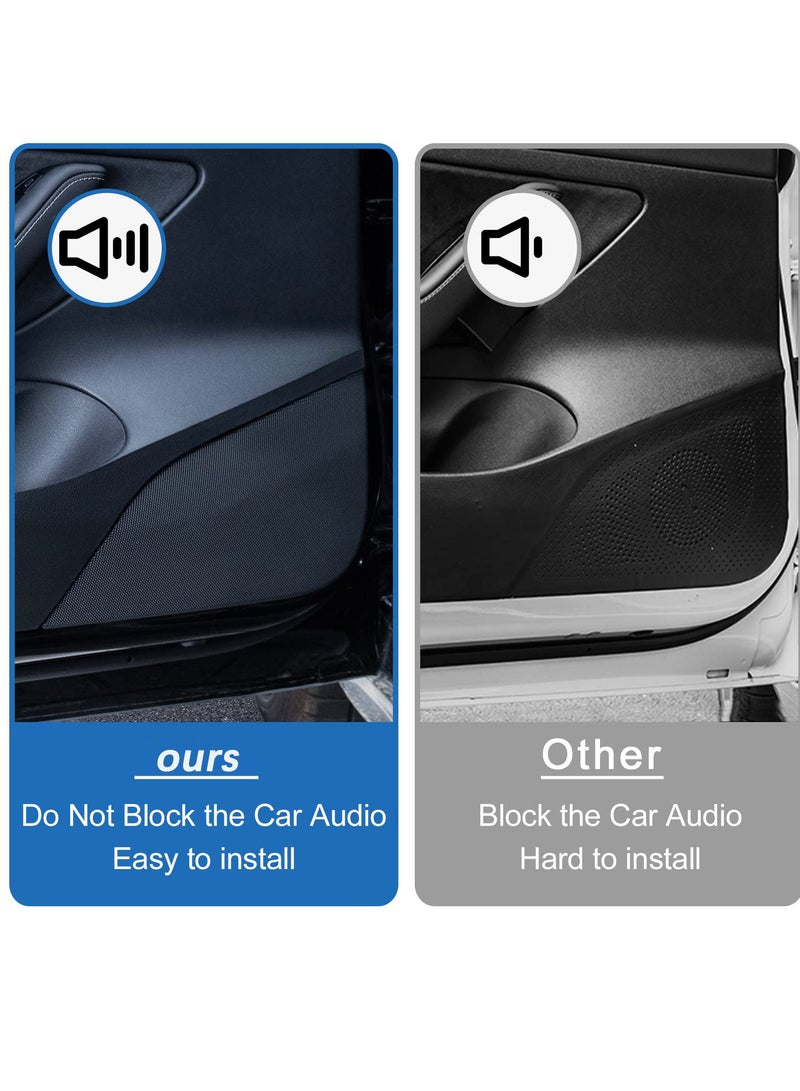 4-Piece Door Kick Pad Sticker Set for Tesla Model Y, Leather Door Kick Protector, Interior Sill Bar Protection Pads (Black) - Enhance Your Vehicle's Interior Style and Durability. - Image 4