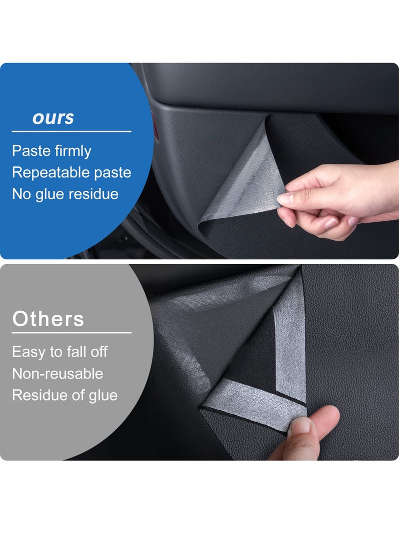 4-Piece Door Kick Pad Sticker Set for Tesla Model Y, Leather Door Kick Protector, Interior Sill Bar Protection Pads (Black) - Enhance Your Vehicle's Interior Style and Durability. - Image 5
