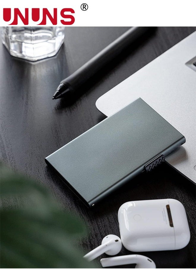 UNUNS - Pop Up Wallet,Card Wallet Pop Up Card Holder With RFID Blocking,Minimalist Metal Case For Men Women, Pop up Front Pocket Wallet,Slim Metal Wallets For Holds 5 Card,Grey - Image 1