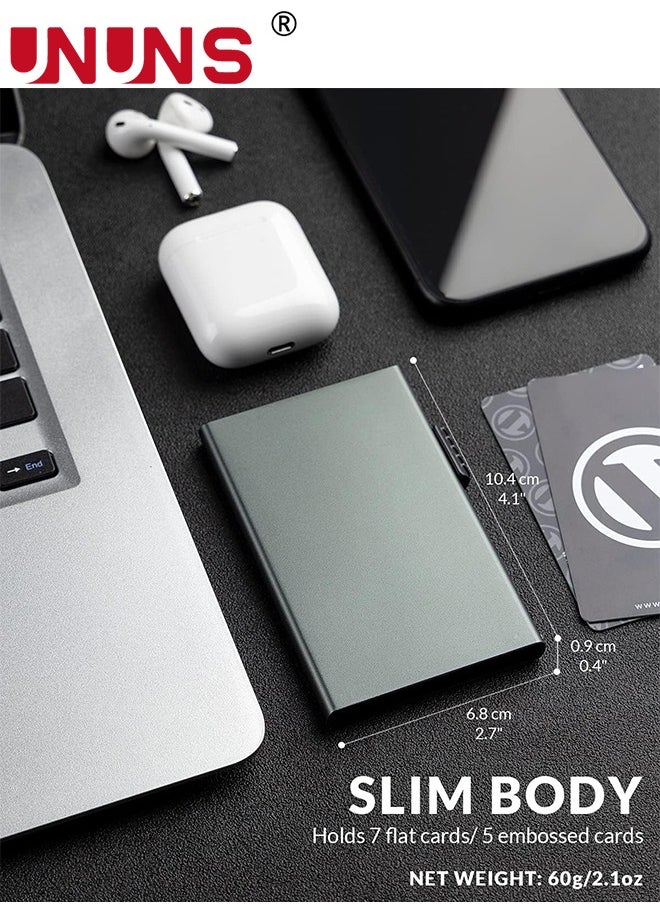 UNUNS - Pop Up Wallet,Card Wallet Pop Up Card Holder With RFID Blocking,Minimalist Metal Case For Men Women, Pop up Front Pocket Wallet,Slim Metal Wallets For Holds 5 Card,Grey - Image 1
