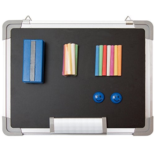 Navy Penguin Chalkboard Set - Small Black Board 15 x 12 in with 1 Magnetic Chalk Eraser, 14 Chalk Sticks (7 Colors) and 2 Magnets - Mini Hanging Wall Message Sign Blackboard for Kids Home Office (15x12) - Image 1