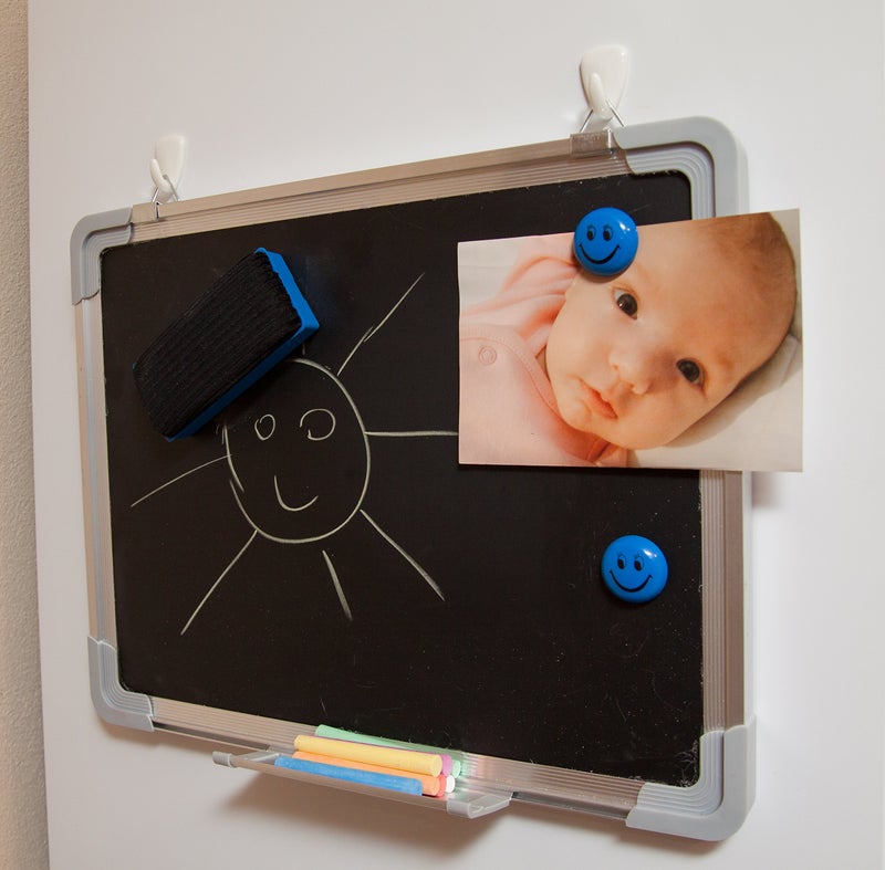 Navy Penguin Chalkboard Set - Small Black Board 15 x 12 in with 1 Magnetic Chalk Eraser, 14 Chalk Sticks (7 Colors) and 2 Magnets - Mini Hanging Wall Message Sign Blackboard for Kids Home Office (15x12) - Image 5