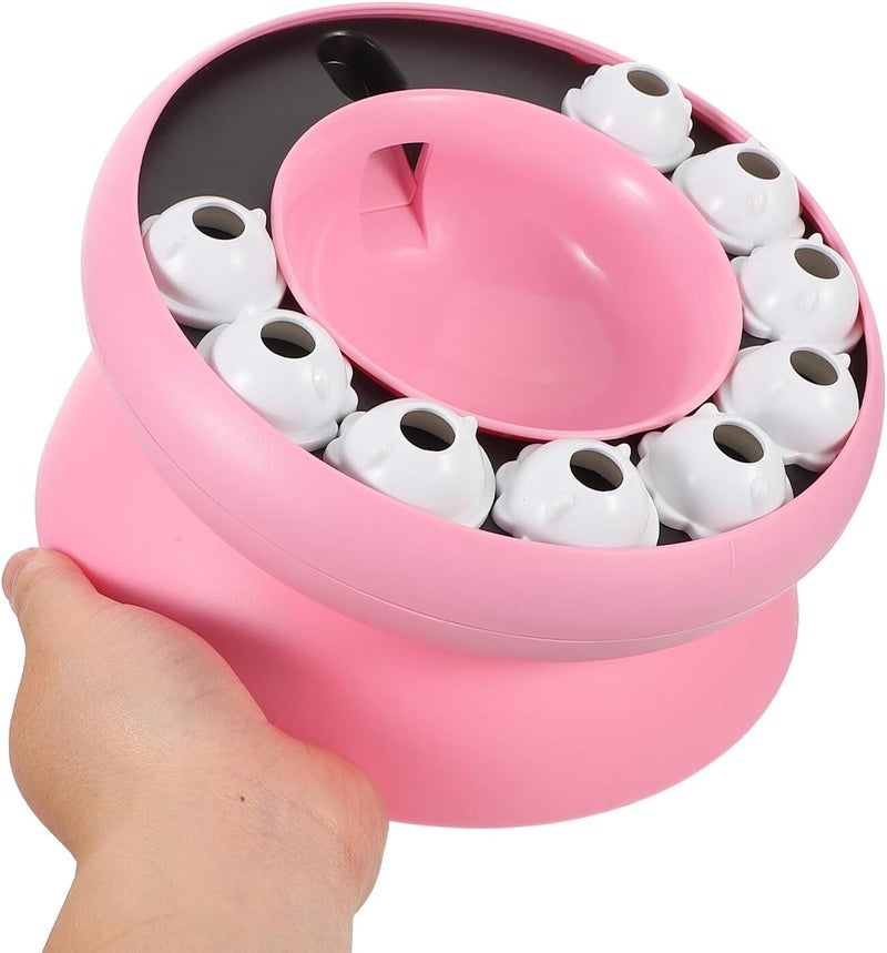 Slow Feeder Cat Bowl with Interactive Function, Pink Non-Toxic Plastic Slow Feeding Dish for Multi-cat Households, Anti-Choking Cat Food Puzzle for Natural Eating Behavior - Image 4