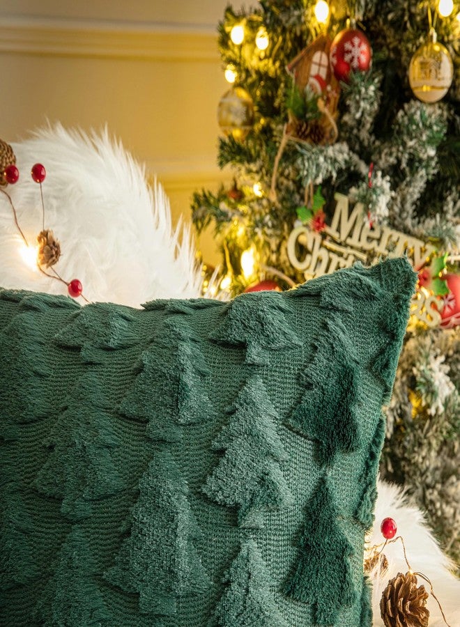 AQOTHES Set of 2 Christmas Tree Throw Pillow Covers 20x20 Inch, Soft Faux Fur Green Decorative Xmas Throw Pillows for Couch Sofa Holiday Winter Decor - Image 5