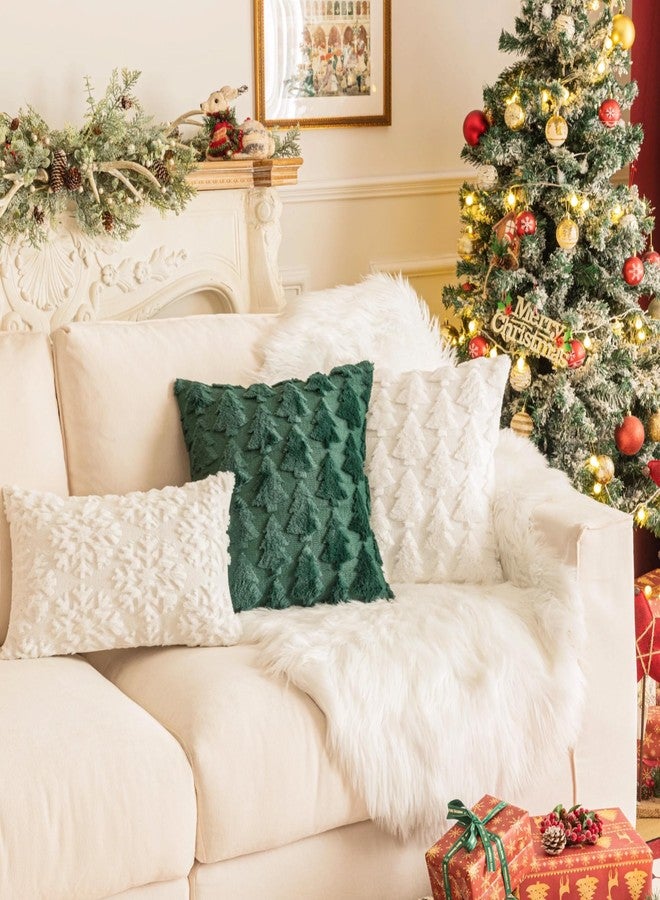 AQOTHES Set of 2 Christmas Tree Throw Pillow Covers 20x20 Inch, Soft Faux Fur Green Decorative Xmas Throw Pillows for Couch Sofa Holiday Winter Decor - Image 4