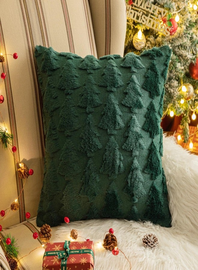 AQOTHES Set of 2 Christmas Tree Throw Pillow Covers 20x20 Inch, Soft Faux Fur Green Decorative Xmas Throw Pillows for Couch Sofa Holiday Winter Decor - Image 3