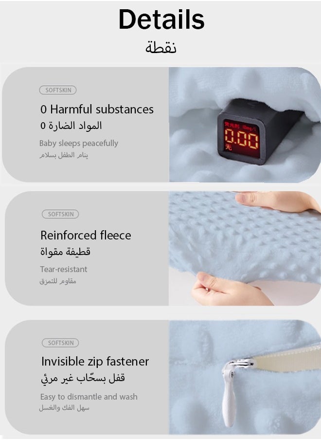 انويي وسادة إسفينية للطفل مقاس 46 × 37 × 7 سم، وسادة مربعة ناعمة للسرير مع غطاء قابل للغسل، وسائد إرضاع لنوم الأطفال الذين يعانون من الارتجاع، باللون الأزرق.  - Image 5