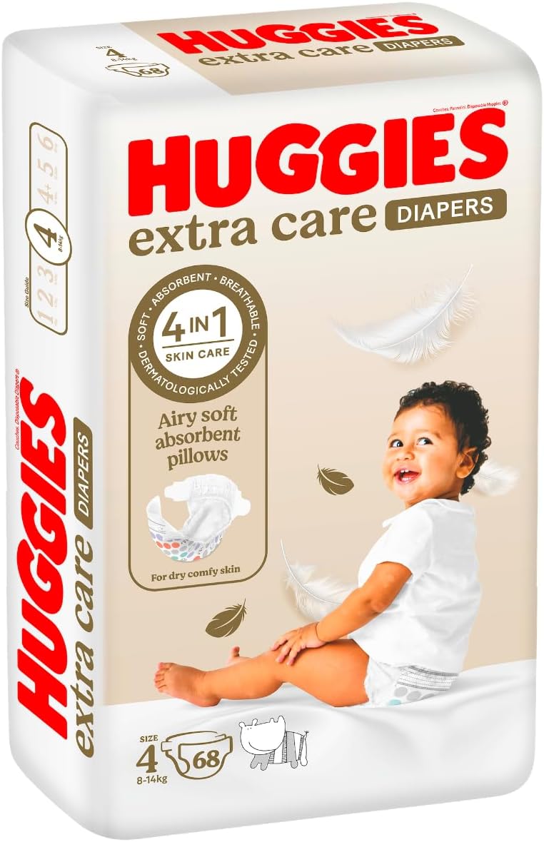 Huggies Extra Care, Size 4, 8 -14 kg, Jumbo Pack, 68 Diapers - Image 2