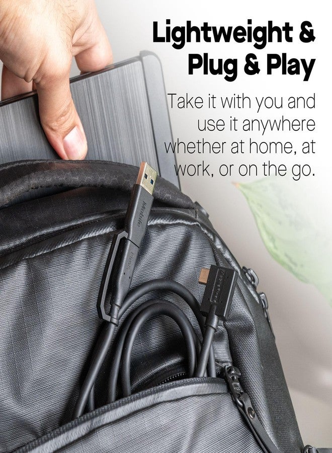 MP Mobile Pixels 2-in-1 Cable, Laptop Monitor Cable, Right Angle USB A/C Cables, 3A/5.0 Gbps Durable, Flexible, Tangle-Resistant Braided Nylon Cord (3ft, Black) - Image 5