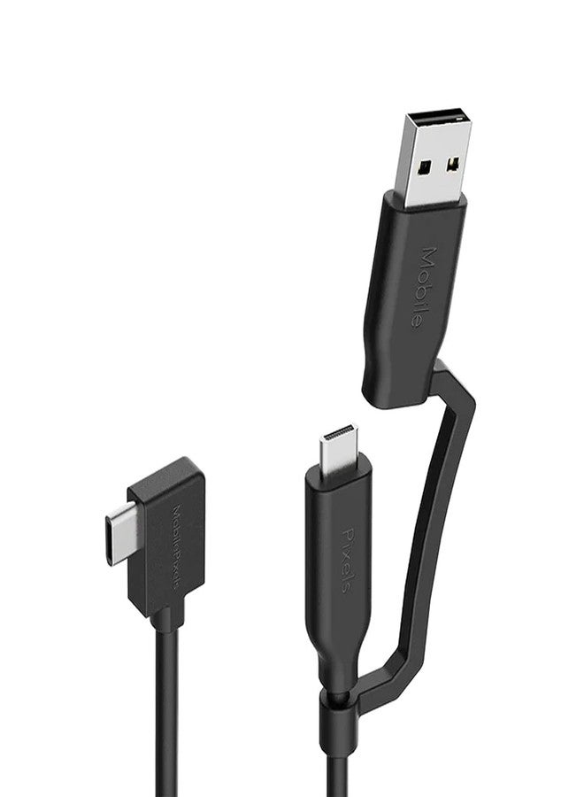 MP Mobile Pixels 2-in-1 Cable, Laptop Monitor Cable, Right Angle USB A/C Cables, 3A/5.0 Gbps Durable, Flexible, Tangle-Resistant Braided Nylon Cord (3ft, Black) - Image 1