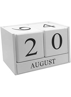 LINGWEI Desktop Calender Vintage Wooden Desk Calendar Perpetual Month and Date Display for Home and Office Decoration  - Image 1