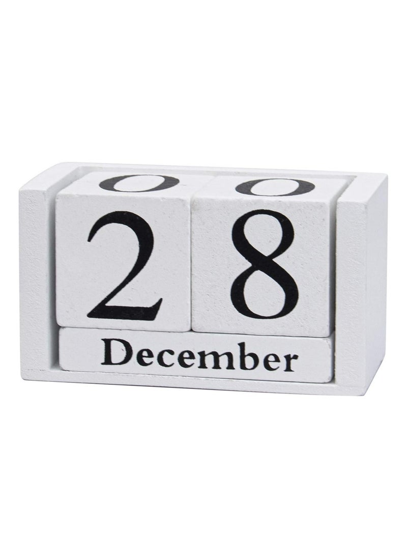 LINGWEI Desktop Calender Vintage Wooden Desk Calendar Perpetual Month and Date Display for Home and Office Decoration  - Image 2