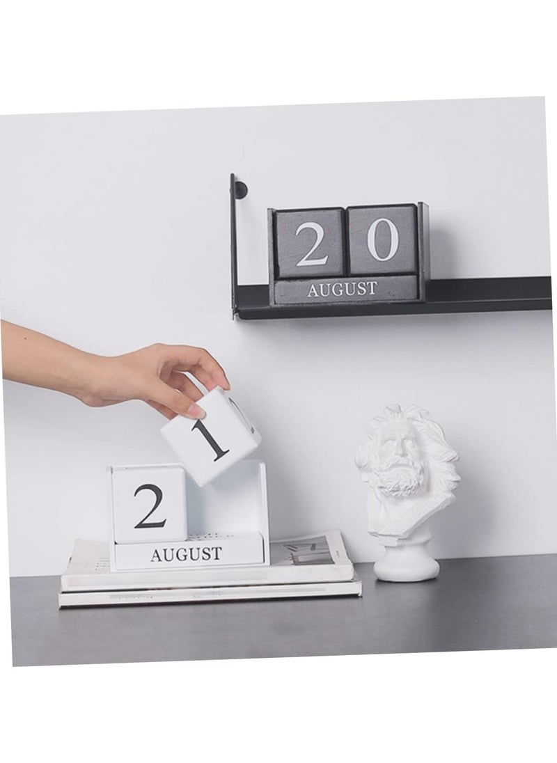 LINGWEI Desktop Calender Vintage Wooden Desk Calendar Perpetual Month and Date Display for Home and Office Decoration  - Image 3