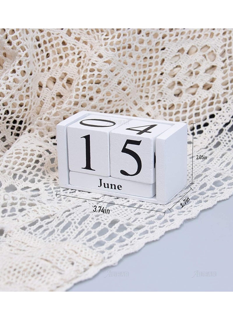 LINGWEI Desktop Calender Vintage Wooden Desk Calendar Perpetual Month and Date Display for Home and Office Decoration  - Image 5