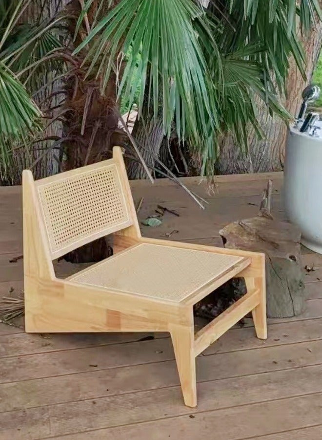 Raffine 1-Piece Multifunction Modern Household Wide Seat Ergonomic Upholstered Rattan Comfortable Support Backrest Low Height Accent Chair for Living Room Garden Balcony Yard Patio 58.5x70x61 cm  - Image 3