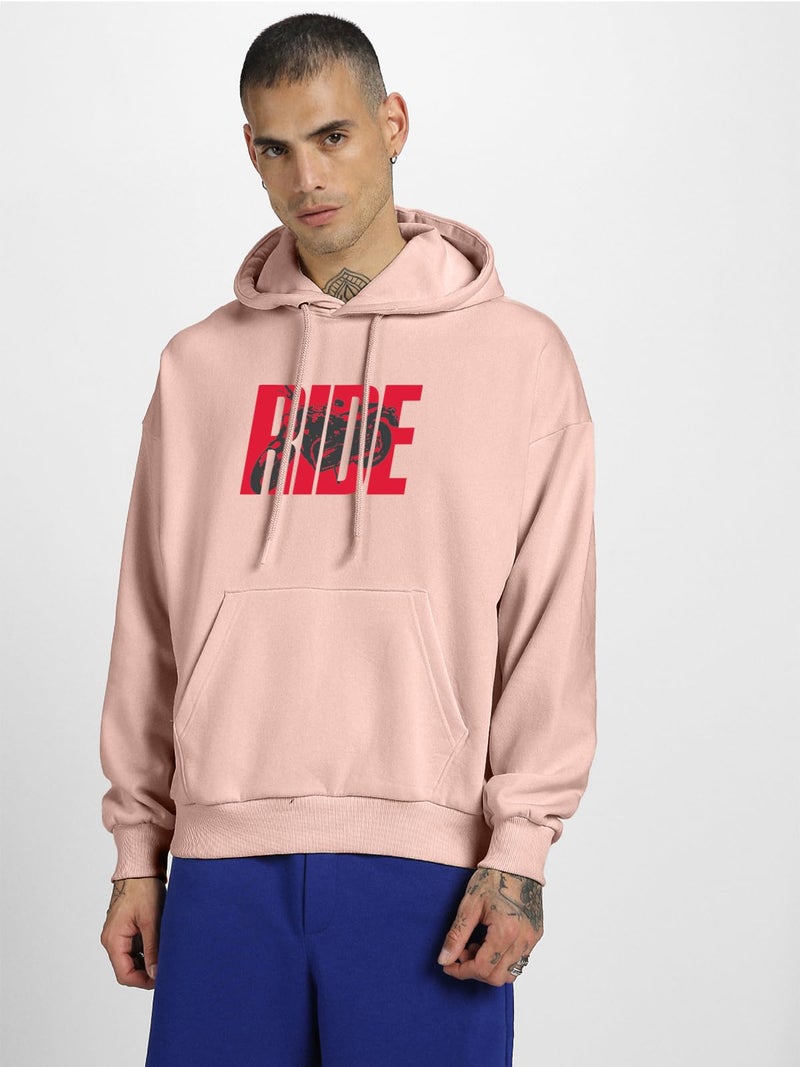 Veirdo® Polycotton Spun Oversized Fit Hooded Sweatshirt Full Sleeves Front Chest Graphic Printed Drop Shoulder Jumper Hoodie for Men (OS_HD_VD_Ride_PW_L) - Image 3