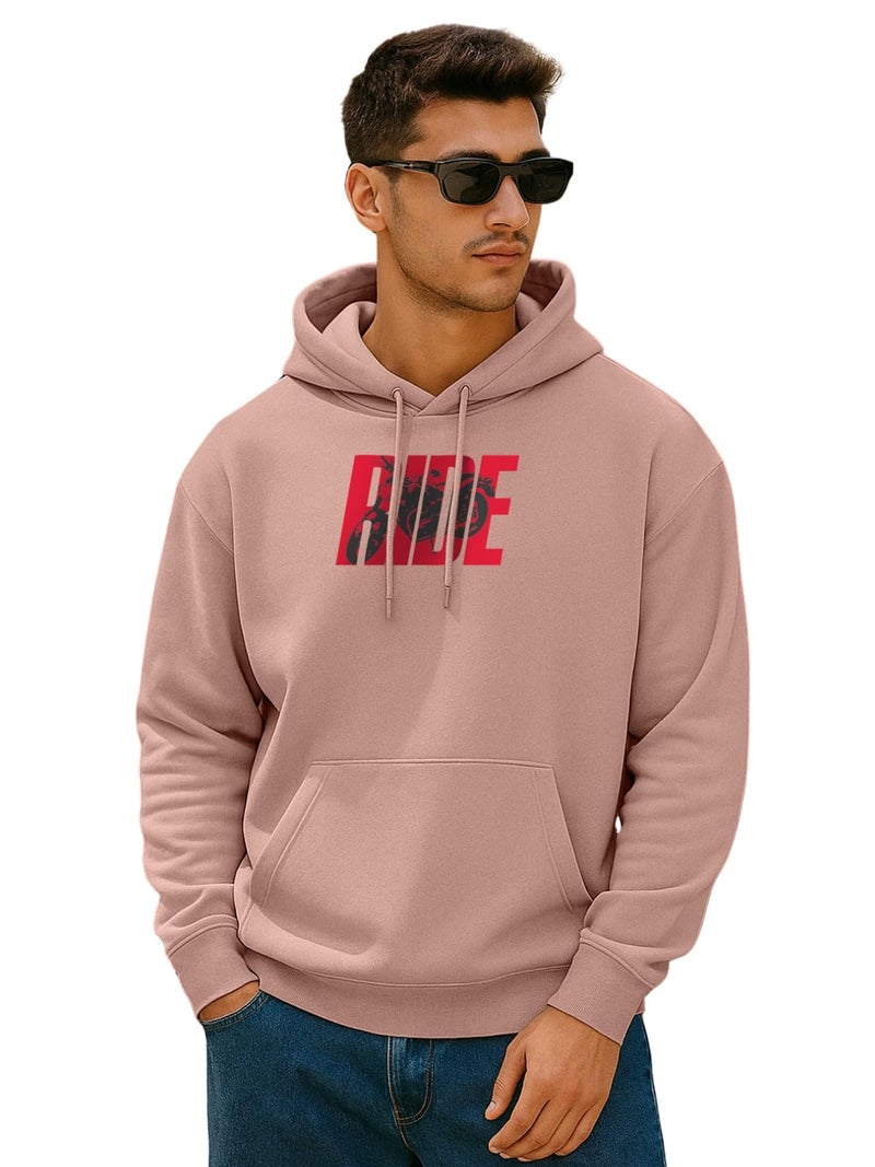Veirdo® Polycotton Spun Oversized Fit Hooded Sweatshirt Full Sleeves Front Chest Graphic Printed Drop Shoulder Jumper Hoodie for Men (OS_HD_VD_Ride_PW_L) - Image 1