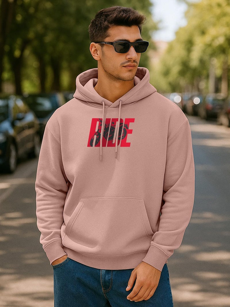 Veirdo® Polycotton Spun Oversized Fit Hooded Sweatshirt Full Sleeves Front Chest Graphic Printed Drop Shoulder Jumper Hoodie for Men (OS_HD_VD_Ride_PW_L) - Image 2