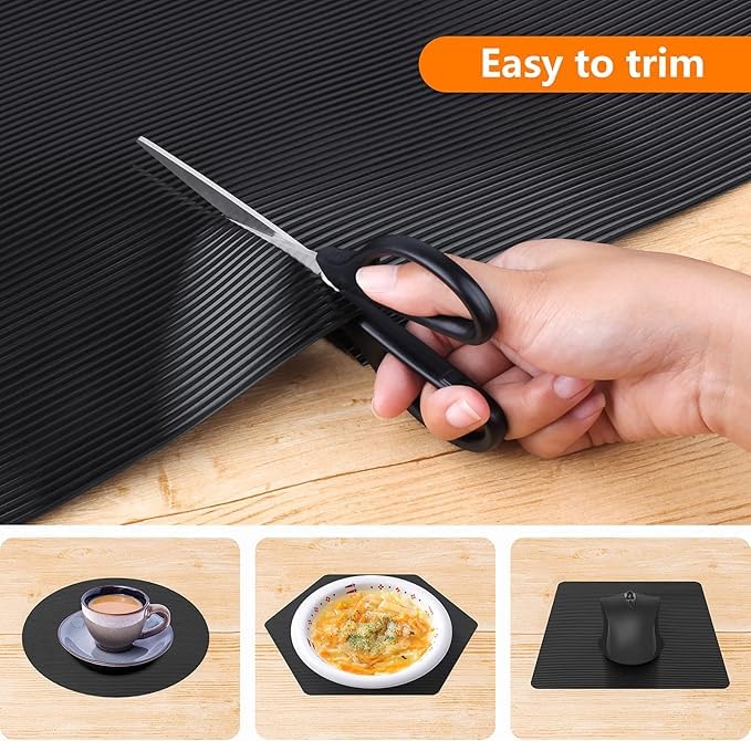ElastPro (45cm X 10) Black EVA Food Grade Washable Anti Slip Mat/Sheet for Fridge, Shelf Liner, Table, Kitchen Drawer mat (Line Black, 10 Meter) - Image 3