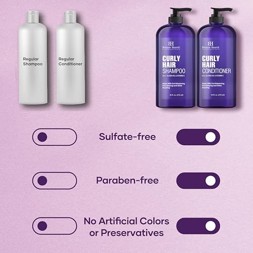 Botanic Hearth Curly Hair Shampoo And Conditioner Set For Curly Hair | Detangle, Define & Enhance Curls | With Jojoba Oil & Vitamin E | Sulphate Free | 16 Fl Oz X 2 - Image 4