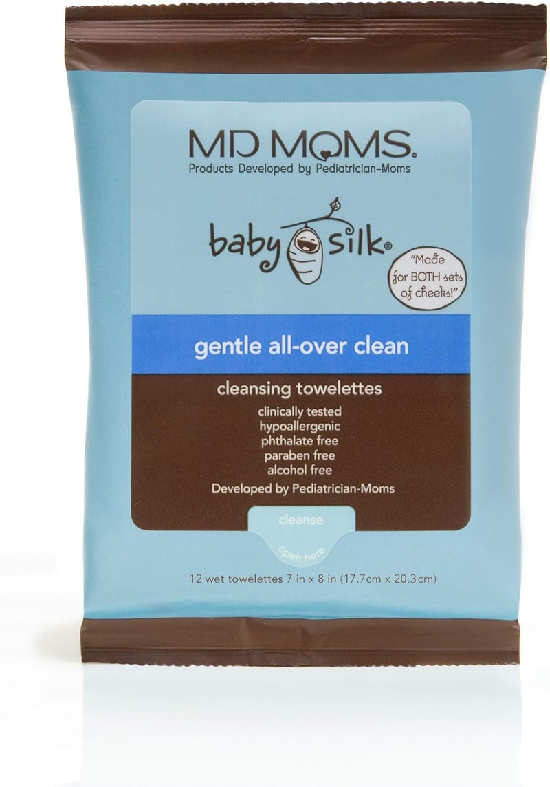 MD MOMS مناديل الأطفال من MD Moms معتمدة للإكزيما خالية من المواد المسببة للحساسية 12 قطعة في حقيبة سفر - Image 1