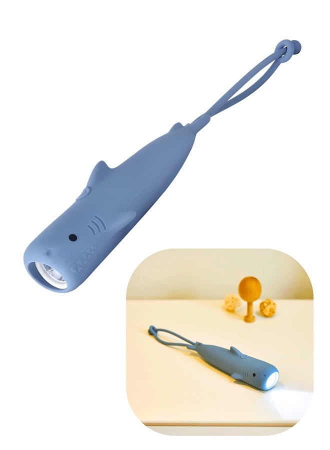 Silicone LED Flashlight,Rechargeable Cute Animal Shaped Silicone kids Flashlight,Gifts for Camping Essentials Gear,Birthday,Christmas and New Year (Shark) - Image 1