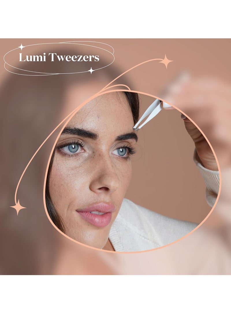 Generic 2pcs Tweezers – Precision Slant Tip With Led Light For Women and Men - Finest Point Grip For Professional Results - Great for Eyebrows, Nose, Lip, Clear Light Stainless Steel Hair Remover  - Image 2