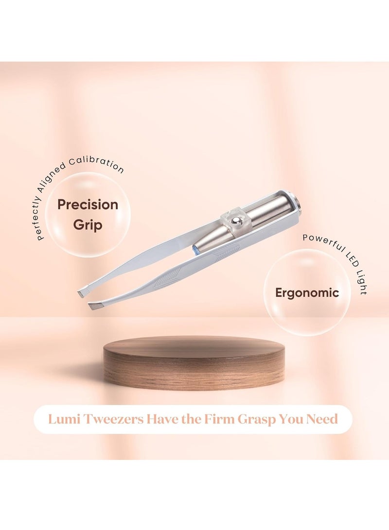 Generic 2pcs Tweezers – Precision Slant Tip With Led Light For Women and Men - Finest Point Grip For Professional Results - Great for Eyebrows, Nose, Lip, Clear Light Stainless Steel Hair Remover  - Image 5