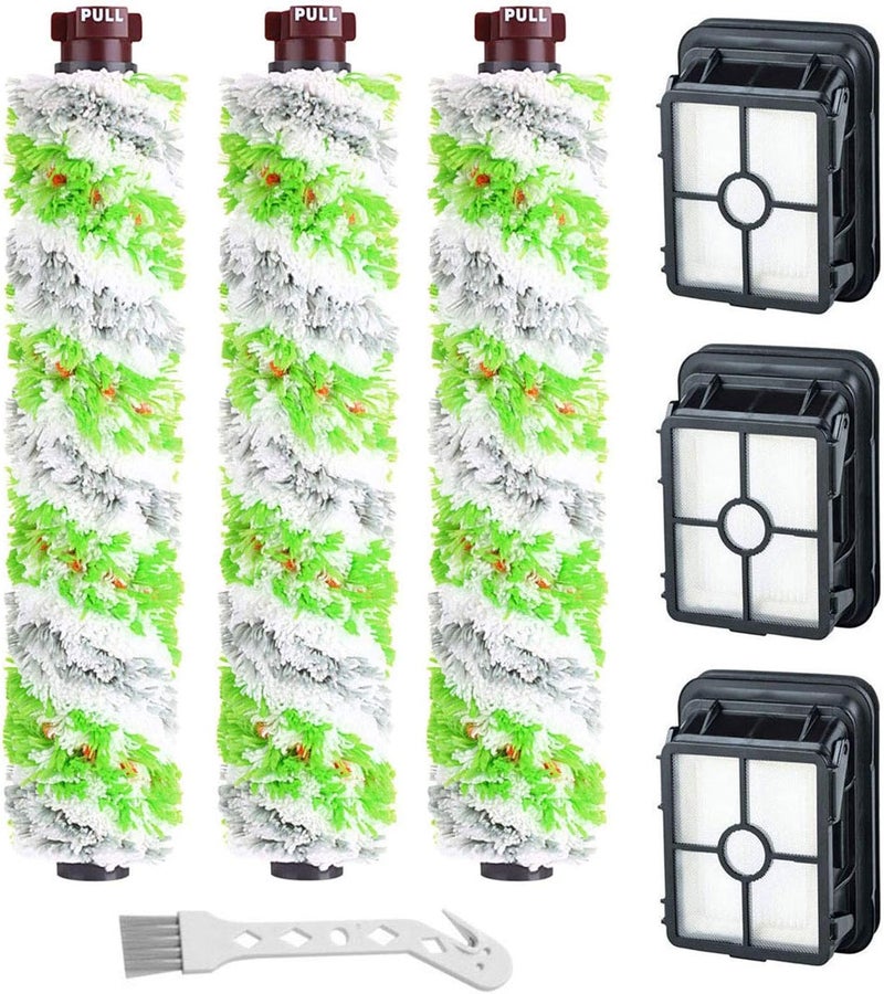 Lemige Brush Filter Replacement Parts for Bissell CrossWave Vacuum 3888A 1785 Pet Pro 2306A Cordless Wet Dry Vac, 3 Pack 2460 Multi-Surface Pet Brush Roll & 1866 Vacuum Filter, Part 1613568 1608684 - Image 1