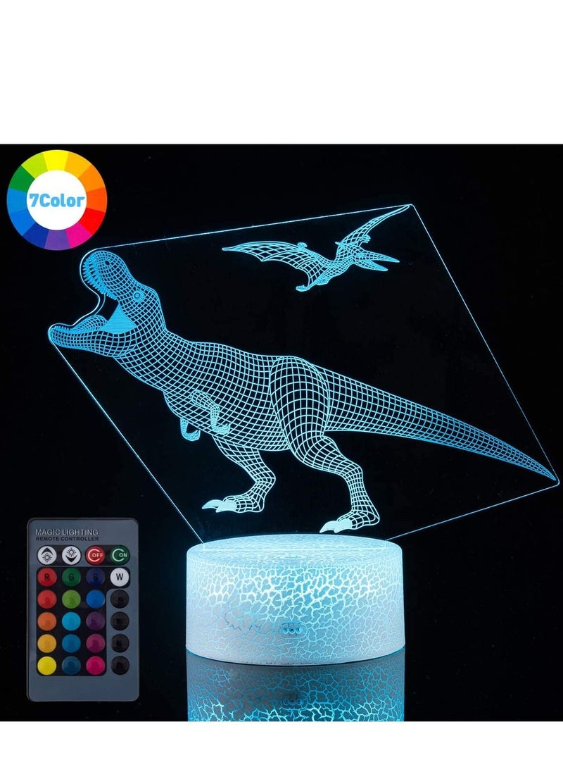 althiqahkey - Multicolour 3D Dinosaur Night Light Decorative LED Bedside Desk Table Lamp 3D Illusion Light - Image 1